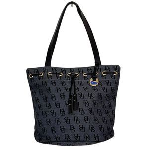 Dooney & Bourke Vintage Signature Canvas & Leather Shoulder Bucket Bag Black